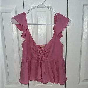 Urban Outfitters Pink Ruffle Sleeve Women's Top